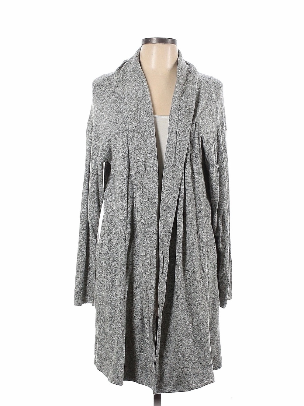 La Cera Lightweight Open-Front Gray Women's Cardigan Sweater